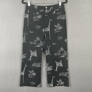 Chicos Pants Womens 0.5 Small Black White Giraffe Print Cropped Stretch Casual